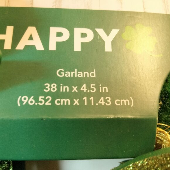 Lucky St Patricks Day Garland 38 In Green Glitter Shamrocks Luck of Irish - Picture 6 of 12